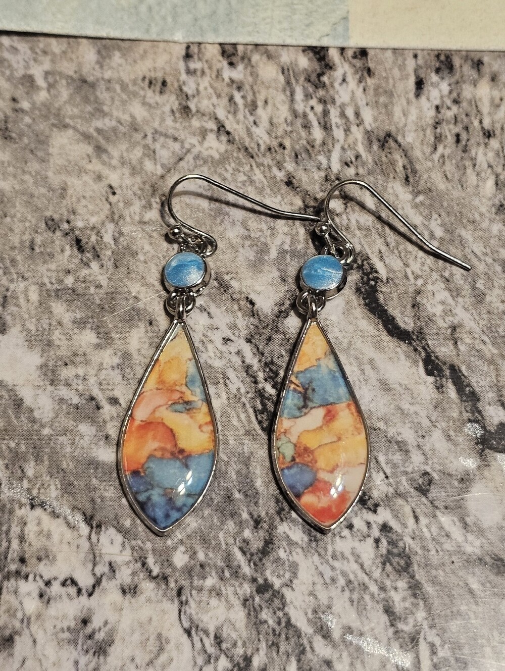 Sterling Silver Plated Multicolor Dangle Earrings